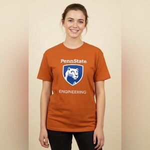 PennState engineering orange, short sleeve T-shirt, logo size large unisex